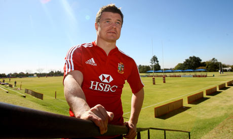 Brian O'Driscoll takes a break during training for the British and Irish Lions' next match